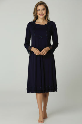 Lace Sleeve 4-Piece Maternity-Nursing Set Navy Blue - 2020