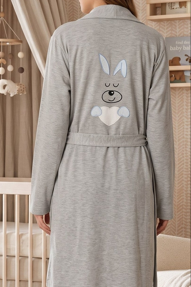 Basic Maternity-Nursing Nightgown & Robe Set Blue - 2071