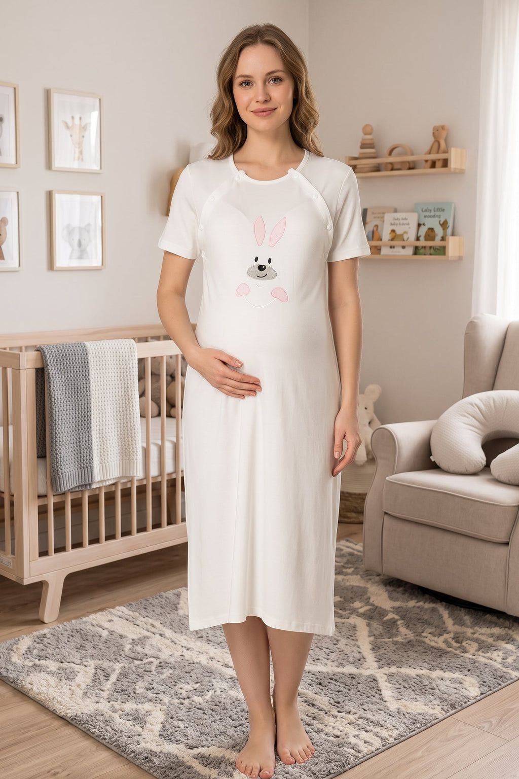 Basic Maternity & Nursing Nightgown Pink - 2073