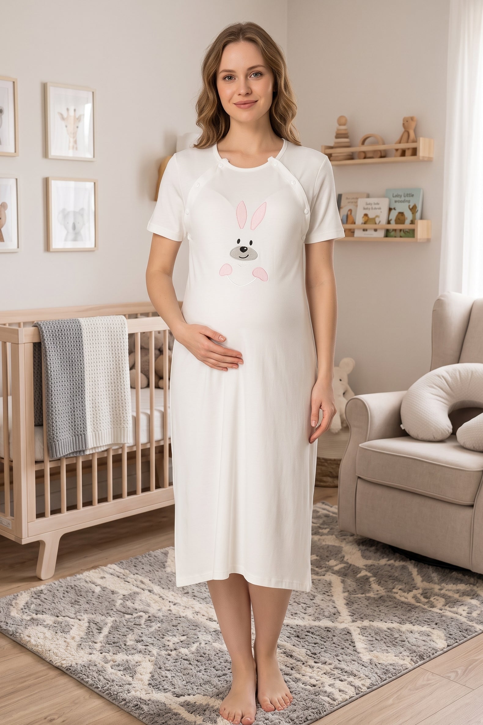 Basic Maternity & Nursing Nightgown Pink - 2073