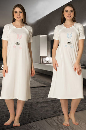 Basic Maternity-Nursing Nightgown & Robe Set Blue - 2071