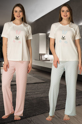 Basic 3-Piece Maternity-Nursing Pajama & Robe Set Blue - 2070