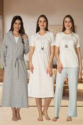 Basic 4 Piece Maternity-Nursing Set Blue - 2076