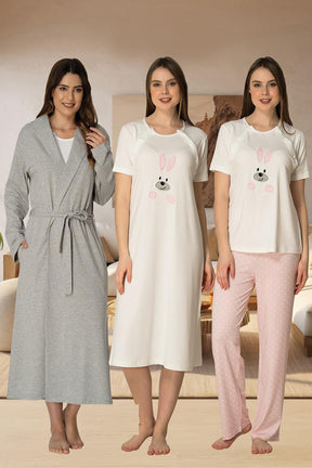Basic 4 Piece Maternity-Nursing Set Pink - 2076