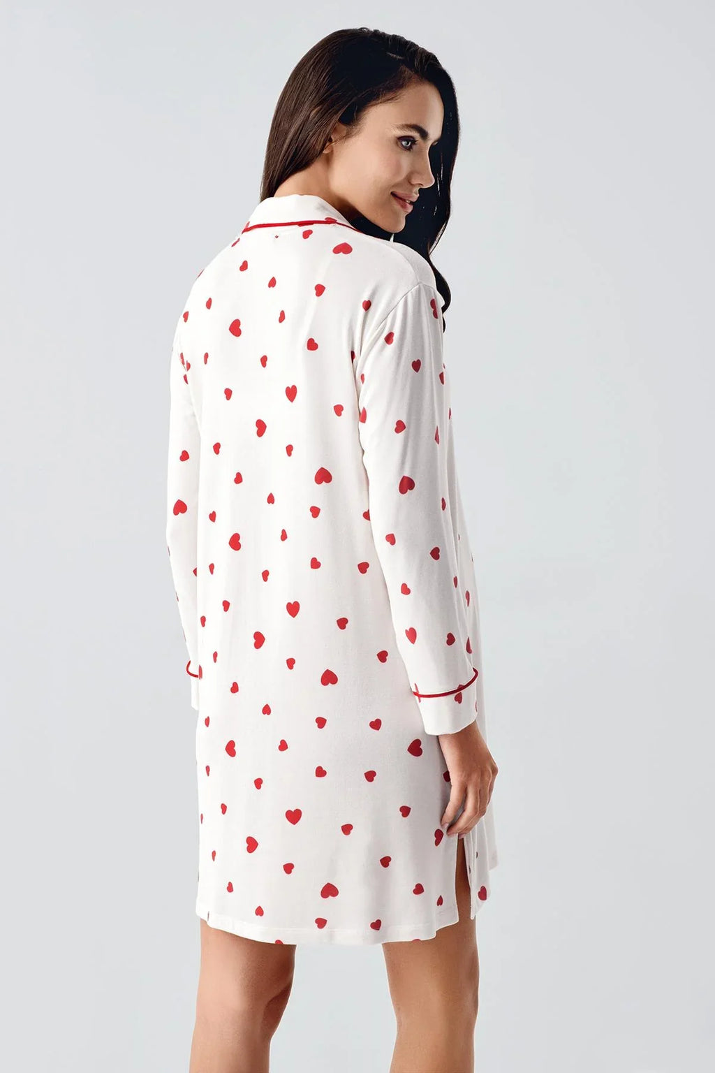 Heart Thermal Maternity & Nursing Nightgown Red - 21113