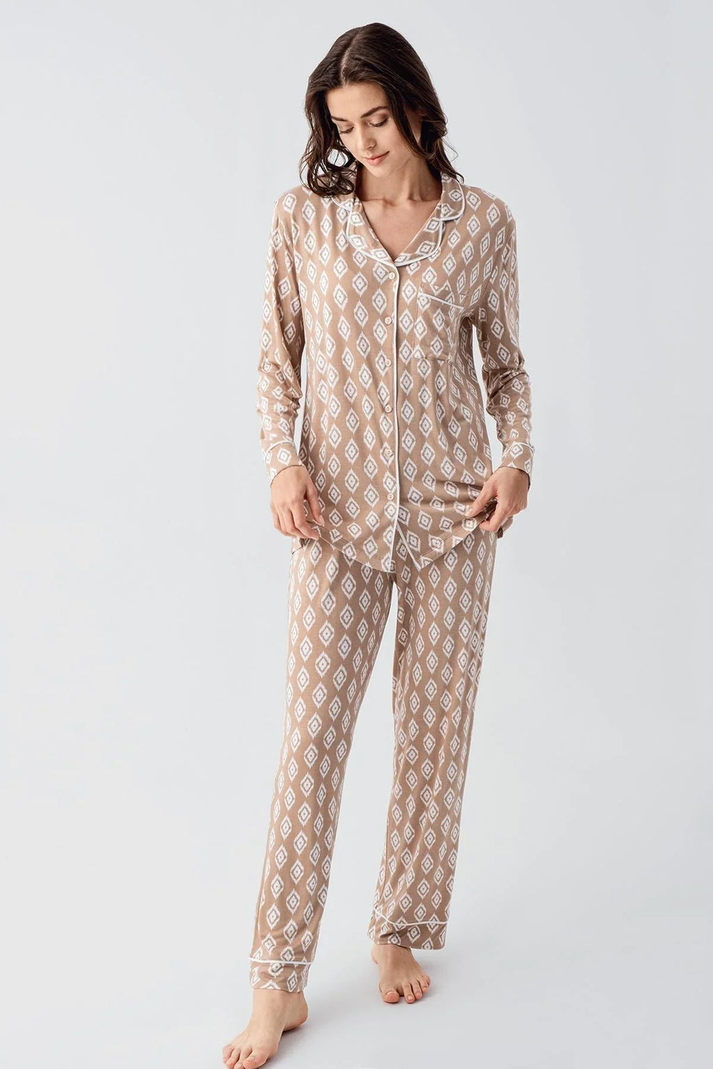 Lacy Patterned 4-Piece Maternity-Nursing Set Beige - 101101