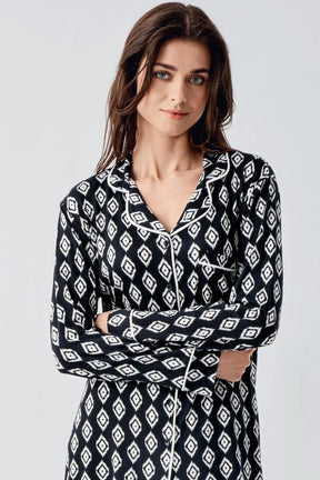 Patterned Maternity & Nursing Pajamas Black - 22101