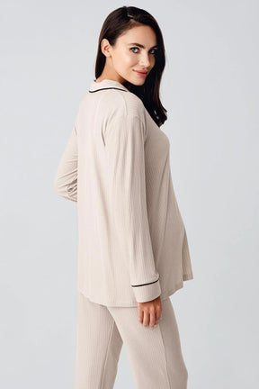Baby Collar Maternity & Nursing Pajamas Beige - 22109