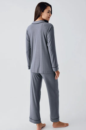 Baby Collar Maternity & Nursing Pajamas Charcoal - 22109