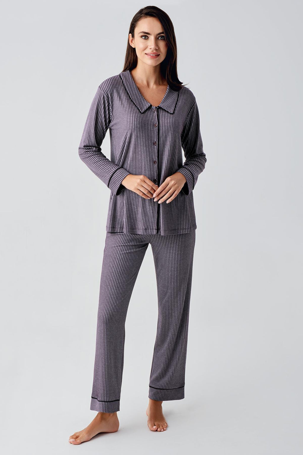 Baby Collar Maternity Feeding-Friendly Pajama Set Plum - S22109