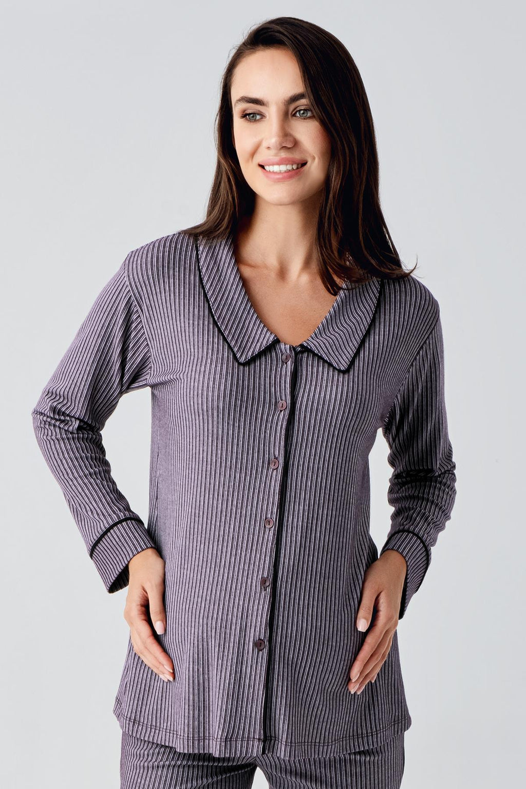 Baby Collar Maternity Feeding-Friendly Pajama Set Plum - S22109