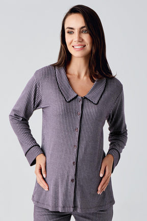 Baby Collar Maternity & Nursing Pajamas Plum - 22109