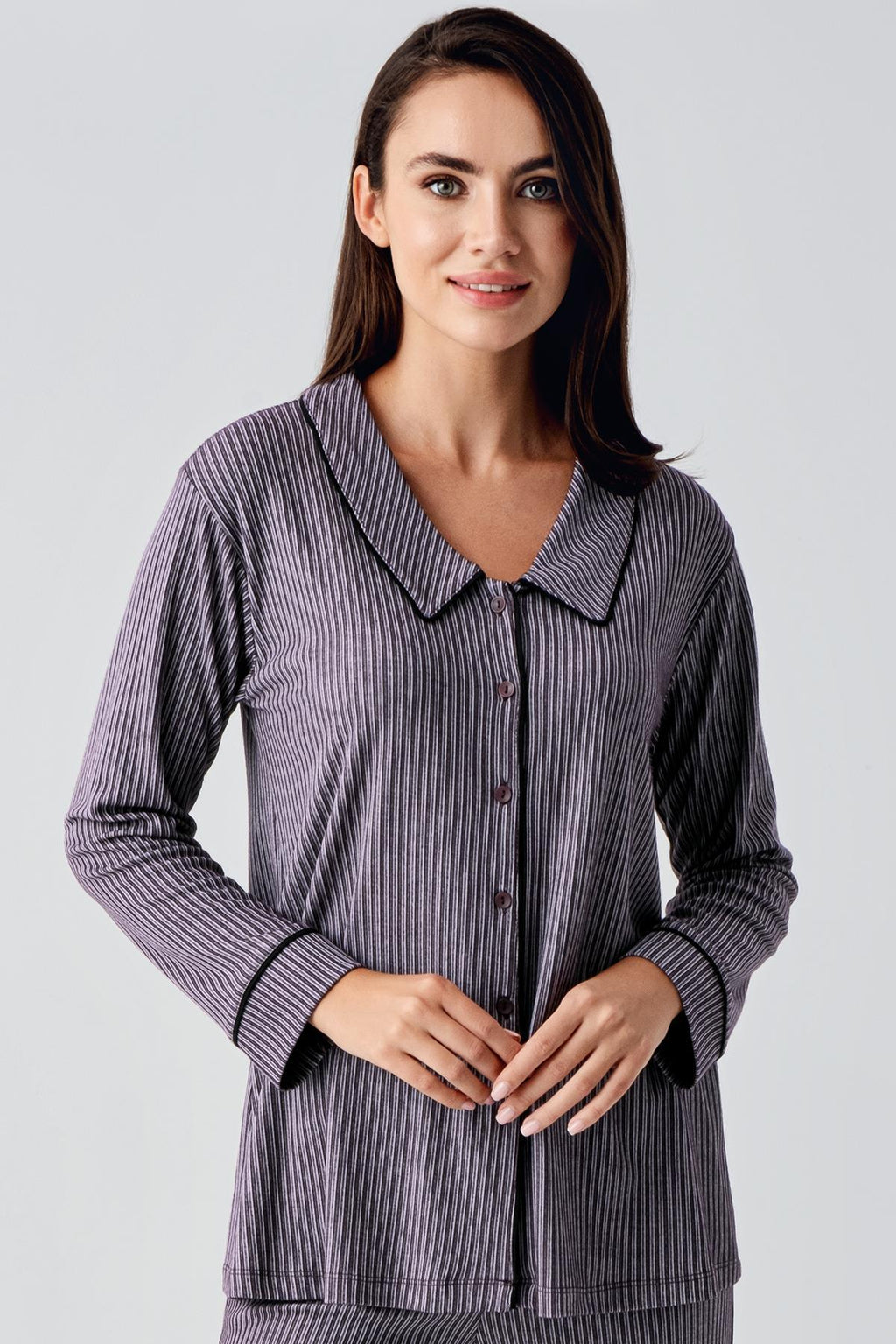 Baby Collar Maternity Feeding-Friendly Pajama Set Plum - S22109