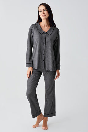 Baby Collar Maternity & Nursing Pajamas Black - 22109