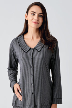 Baby Collar Maternity & Nursing Pajamas Black - 22109