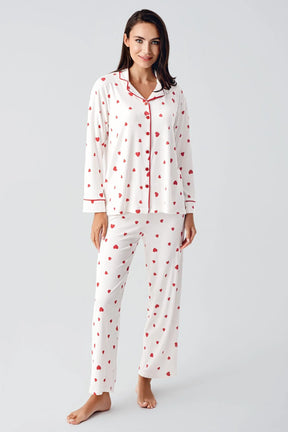 Heart Thermal Maternity & Nursing Pajamas Red - 22113