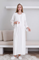 Vintage Lace Maternity-Nursing Nightgown & Robe Set Ecru - 2297