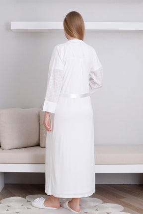 Vintage Lace Maternity-Nursing Nightgown & Robe Set Ecru - 2297