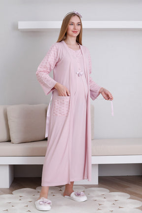 Vintage Lace Maternity-Nursing Nightgown & Robe Set Powder - 2297