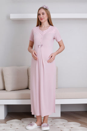 Vintage Lace Maternity-Nursing Nightgown & Robe Set Powder - 2297
