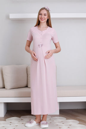 Vintage Lace Maternity-Nursing Nightgown & Robe Set Powder - 2297