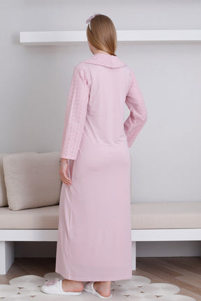 Embroidered Maternity-Nursing Nightgown & Robe Set Powder - 2298
