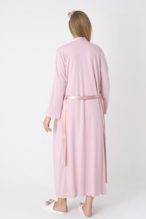 Lace Collar Maternity-Nursing Nightgown & Robe Set Powder - 2302