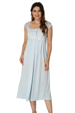 Lace Shoulder 4 Piece Maternity-Nursing Set Blue - 2305