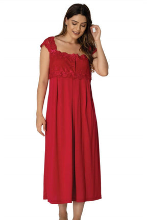 Lace Shoulder 4 Piece Maternity-Nursing Set Cherry - 2305
