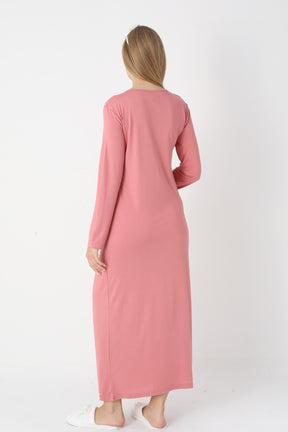 Guipure Collar Maternity-Nursing Nightgown & Lace Sleeve Robe Set Pomegranate Red - 2309