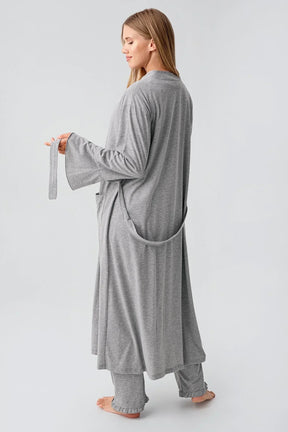 Cotton Melange Flywheel Arm 4-Piece Maternity-Nursing Set Grey - 112112