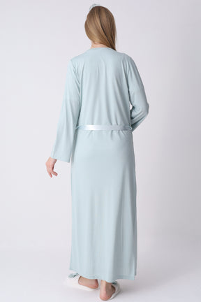 Lace Collar Maternity-Nursing Nightgown & Robe Set Mint - 2316