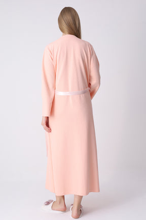 Lacy Maternity-Nursing Nightgown & Textured Robe Set Salmon - 2318
