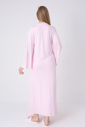Floral Lace Collar Maternity-Nursing Nightgown & Robe Set Pink - 2324