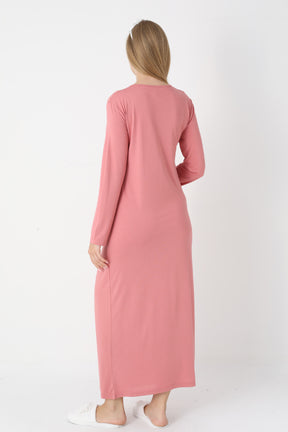 Lace Collar Maternity-Nursing Nightgown & Lace Sleeve Robe Set Pomegranate Red - 2331