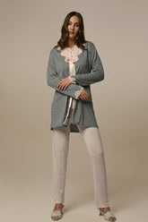 Lace Sleeve 3-Piece Maternity-Nursing Pajama & Robe Set - 23335
