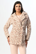 Leopard 3-Piece Maternity Feeding-Friendly Pajama & Welsoft Robe Set Powder - N23360