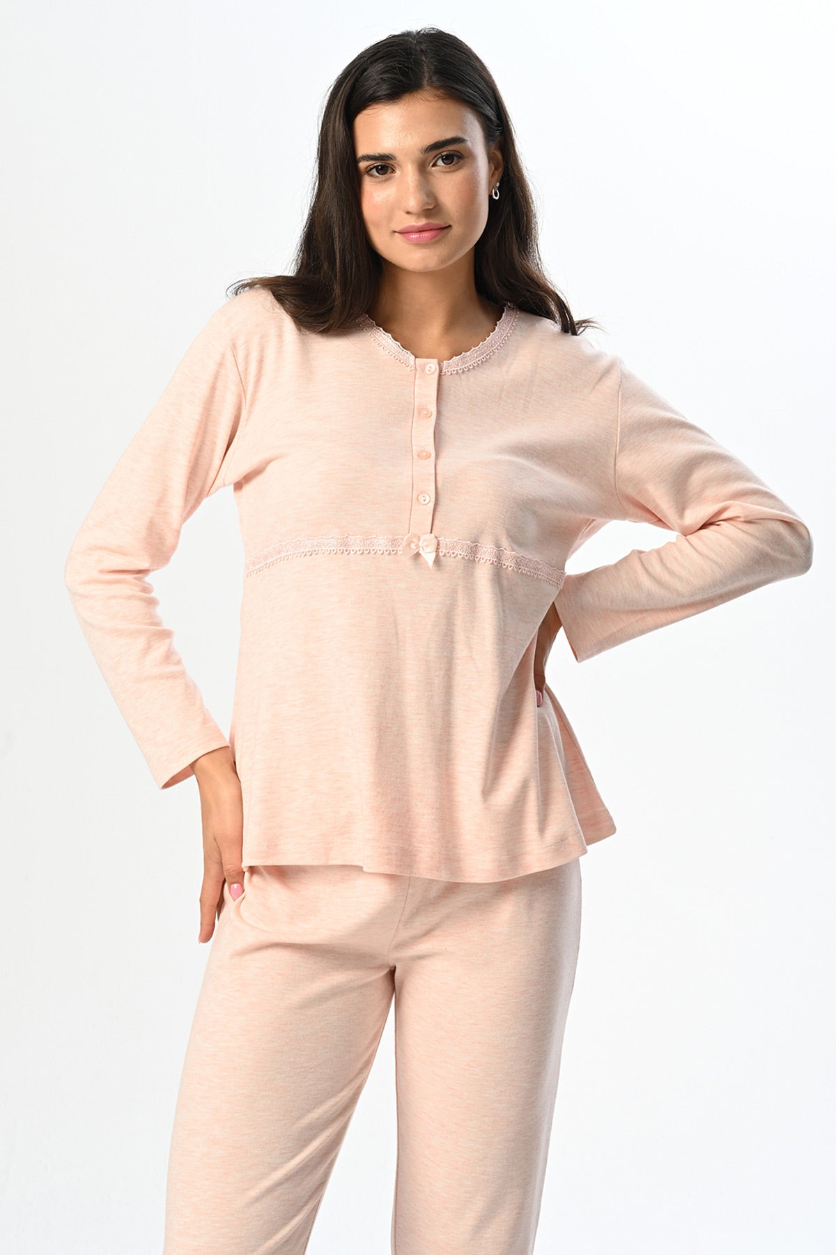 Leopard 3-Piece Maternity Feeding-Friendly Pajama & Welsoft Robe Set Powder - N23360