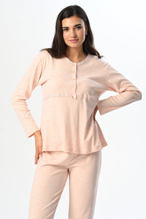 Leopard 3-Piece Maternity-Nursing Pajama & Welsoft Robe Set Powder - 23360