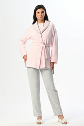Melange 3-Piece Maternity-Nursing Pajama & Quilted Robe Set Grey - 23370