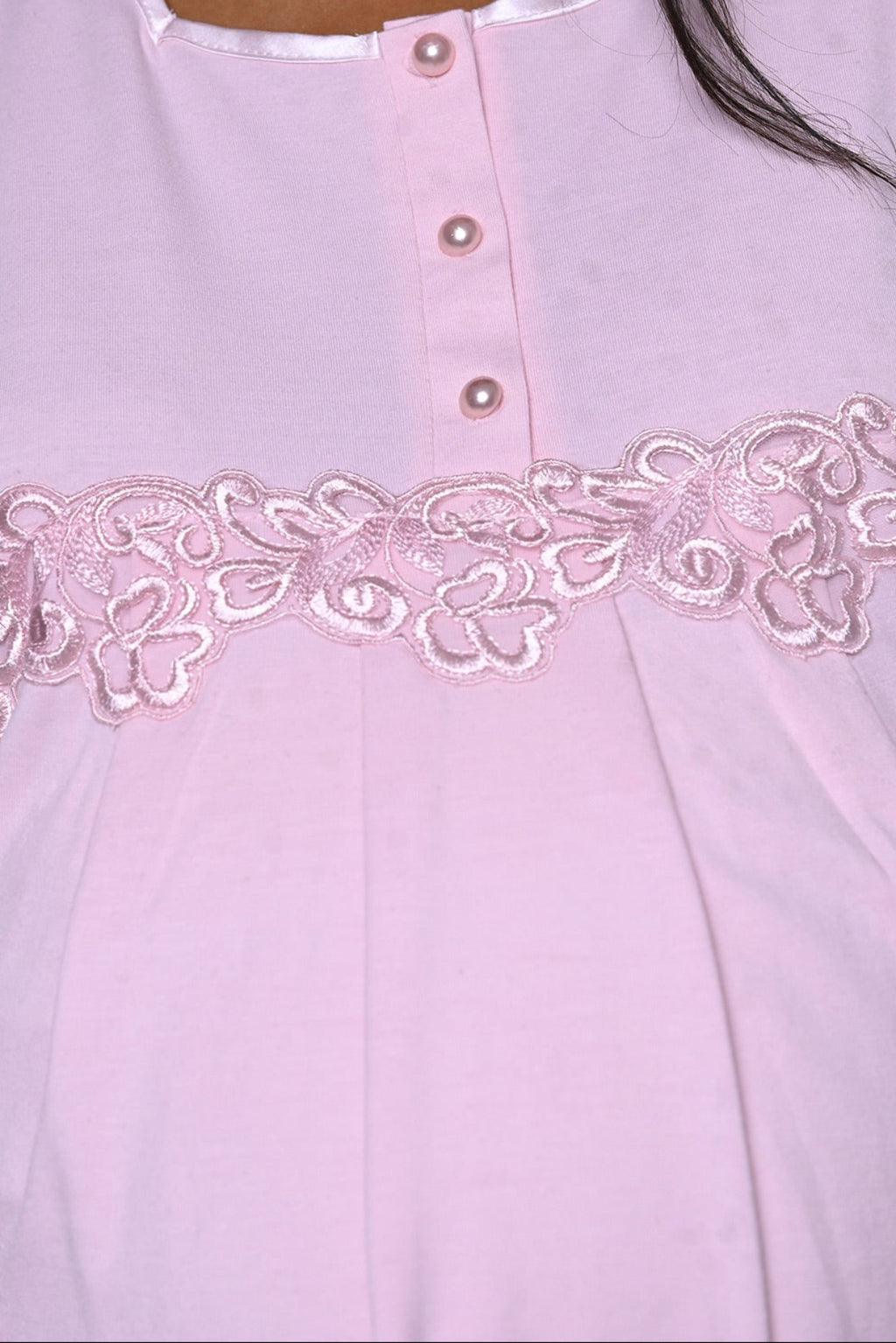 Flower Lace Detailed 3-Piece Maternity-Nursing Pajama & Robe Set - 23386