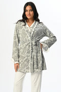 Flowery Lace 3-Piece Maternity Feeding-Friendly Pajama & Jacquard Robe Set - N23392