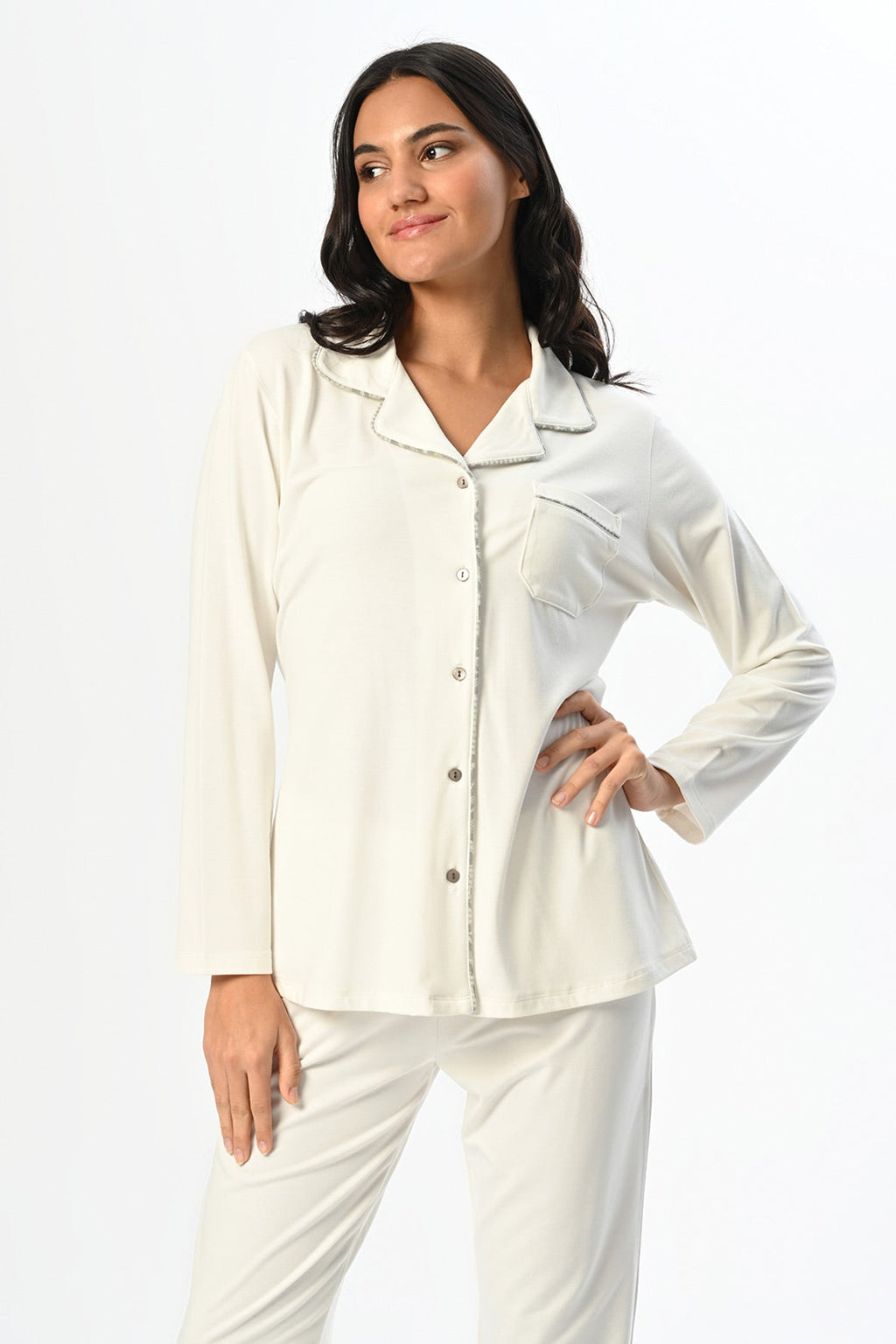 Flowery Lace 3-Piece Maternity Feeding-Friendly Pajama & Jacquard Robe Set - N23392