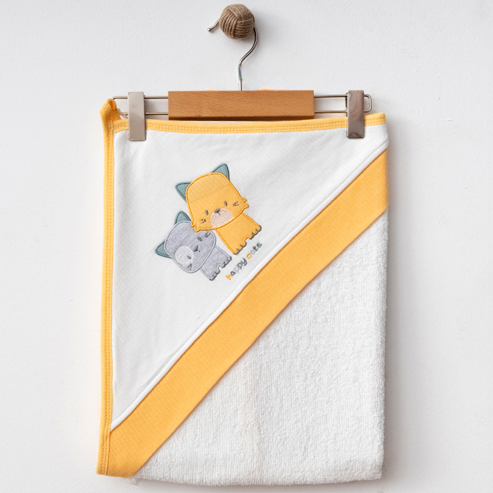 Happy Cats Themed Baby Towel Yellow - E239.1425