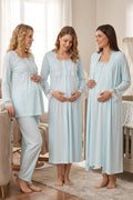 Lace Detailed 4-Piece Maternity Feeding-Friendly Set Turquoise - T2405