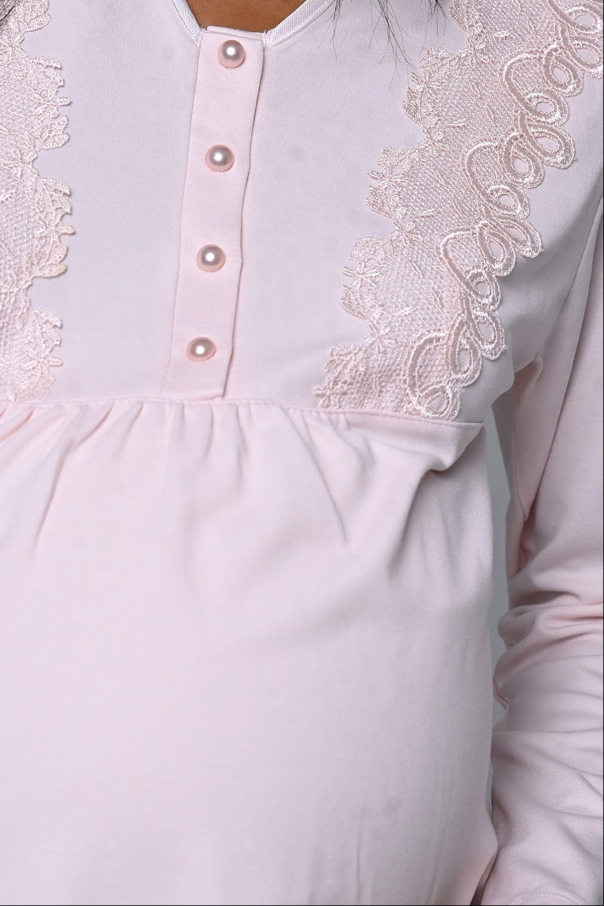 Lacy 3-Piece Maternity-Nursing Pajama & Melange Robe Set Pink - 24336