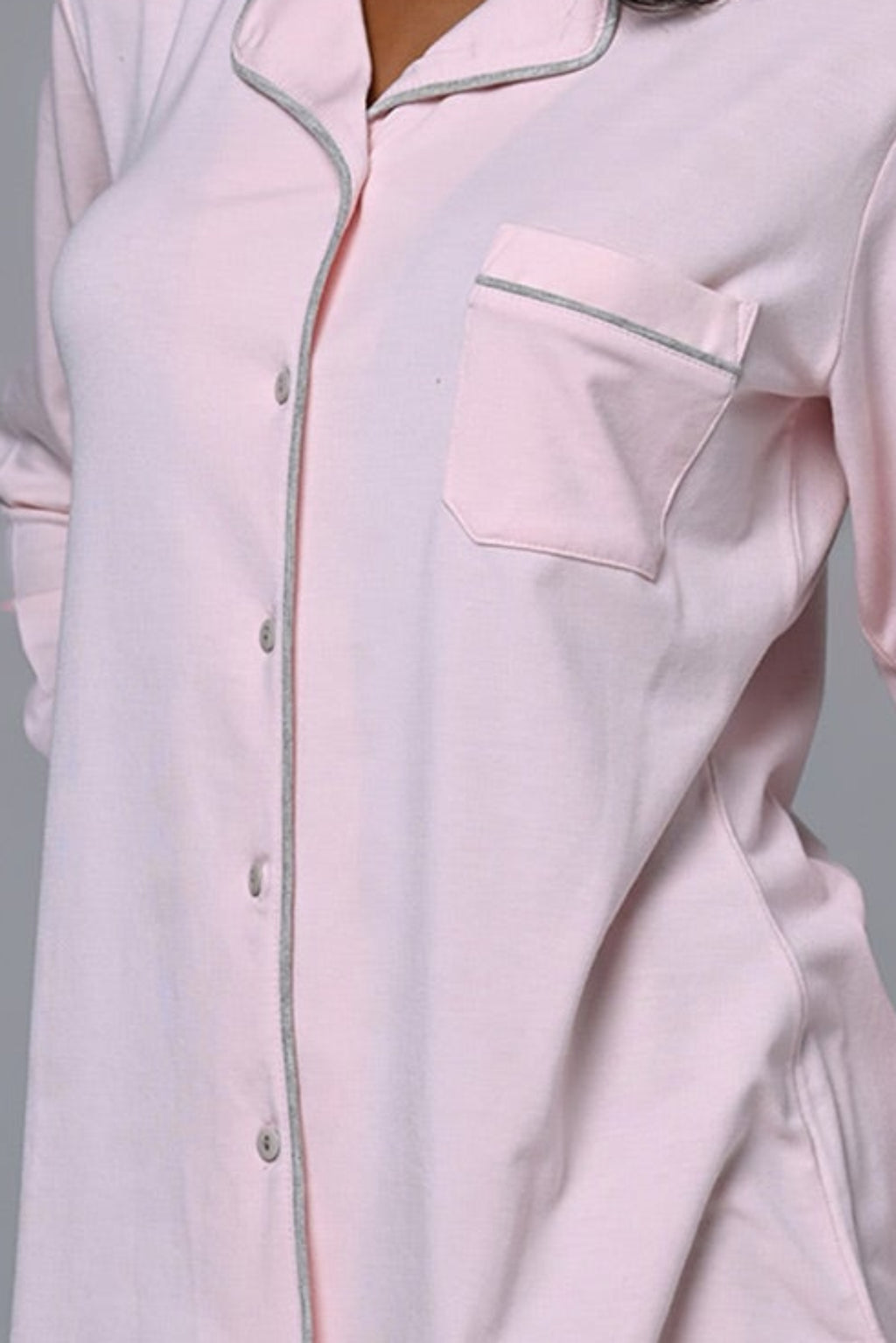 Shirt Collar 3-Piece Maternity-Nursing Pajama & Polka-Dot Robe Set - 24341