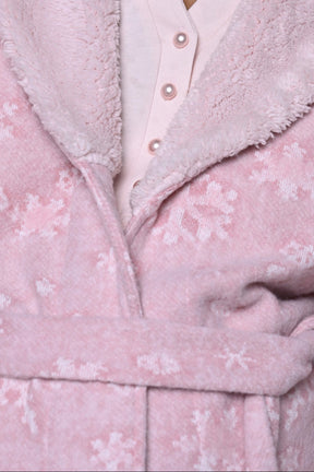 Guipure 3-Piece Maternity-Nursing Pajama & Welsoft Robe Set Pink - 24346