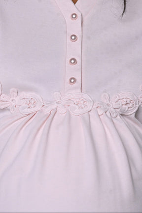 Guipure 3-Piece Maternity-Nursing Pajama & Welsoft Robe Set Pink - 24346