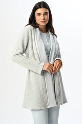 Lace Collar 3-Piece Maternity-Nursing Pajama & Knitwear Robe Set - 24348